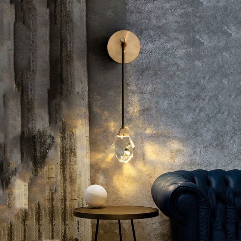 Angle Faceted Crystal Cord Wall Sconce - Image 7