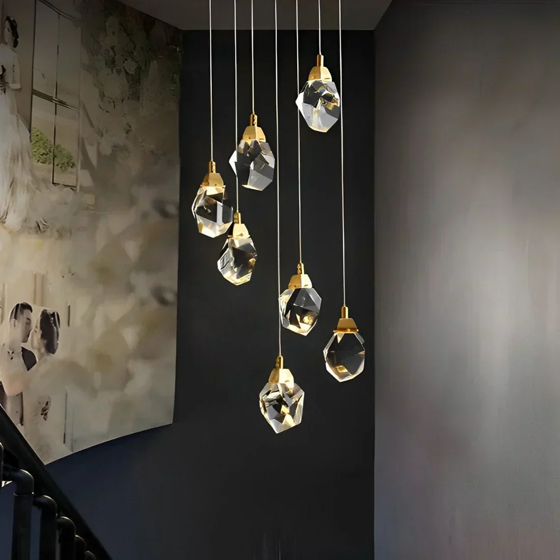 Angle Faceted Crystal Multi-Lights Round Chandelier - Image 15