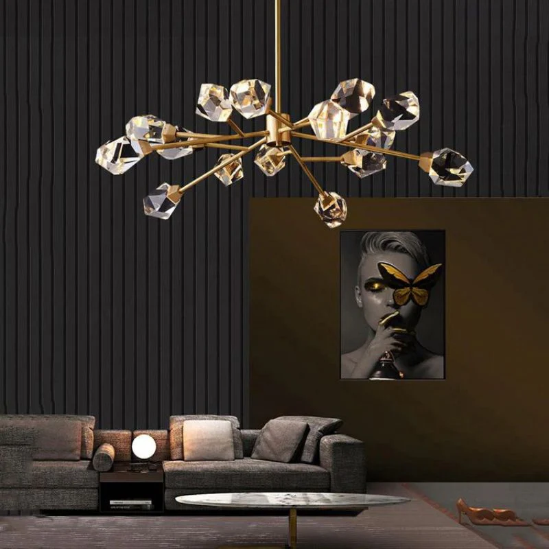 Angle Faceted Crystal Oval Chandelier - Image 5