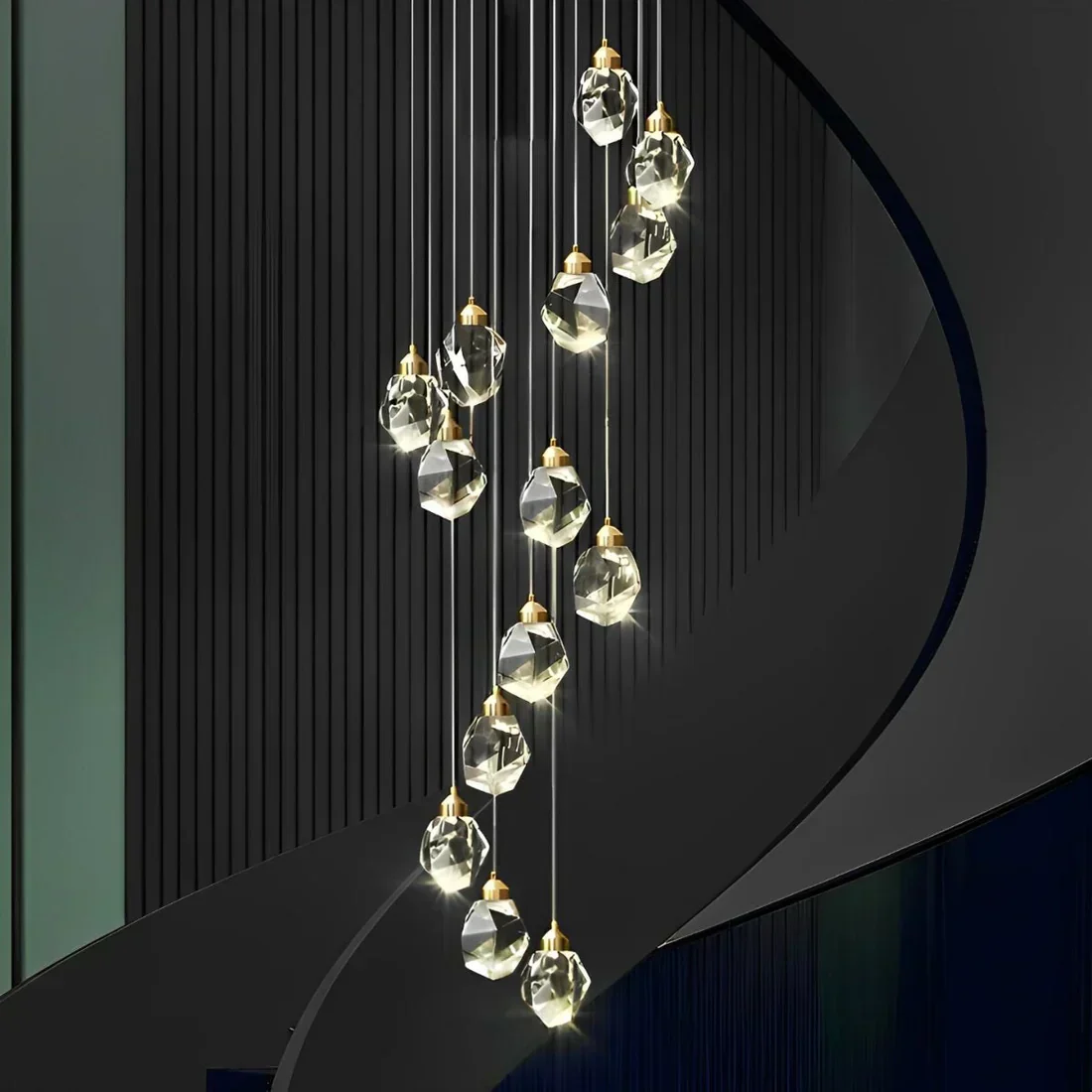 Angle Faceted Crystal Multi-Lights Cascade Chandelier - Image 6