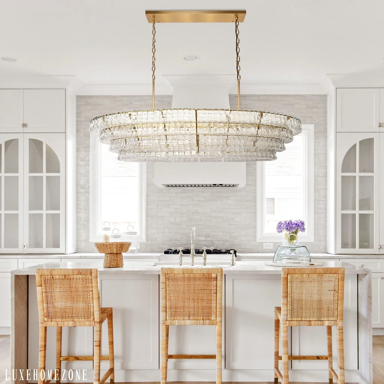 Ghiaccio Rippled Glass Oval Chandelier - Image 21