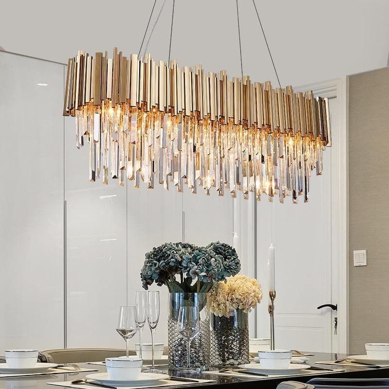 Natasha Structured Crystal Rectangular Chandelier - Image 5