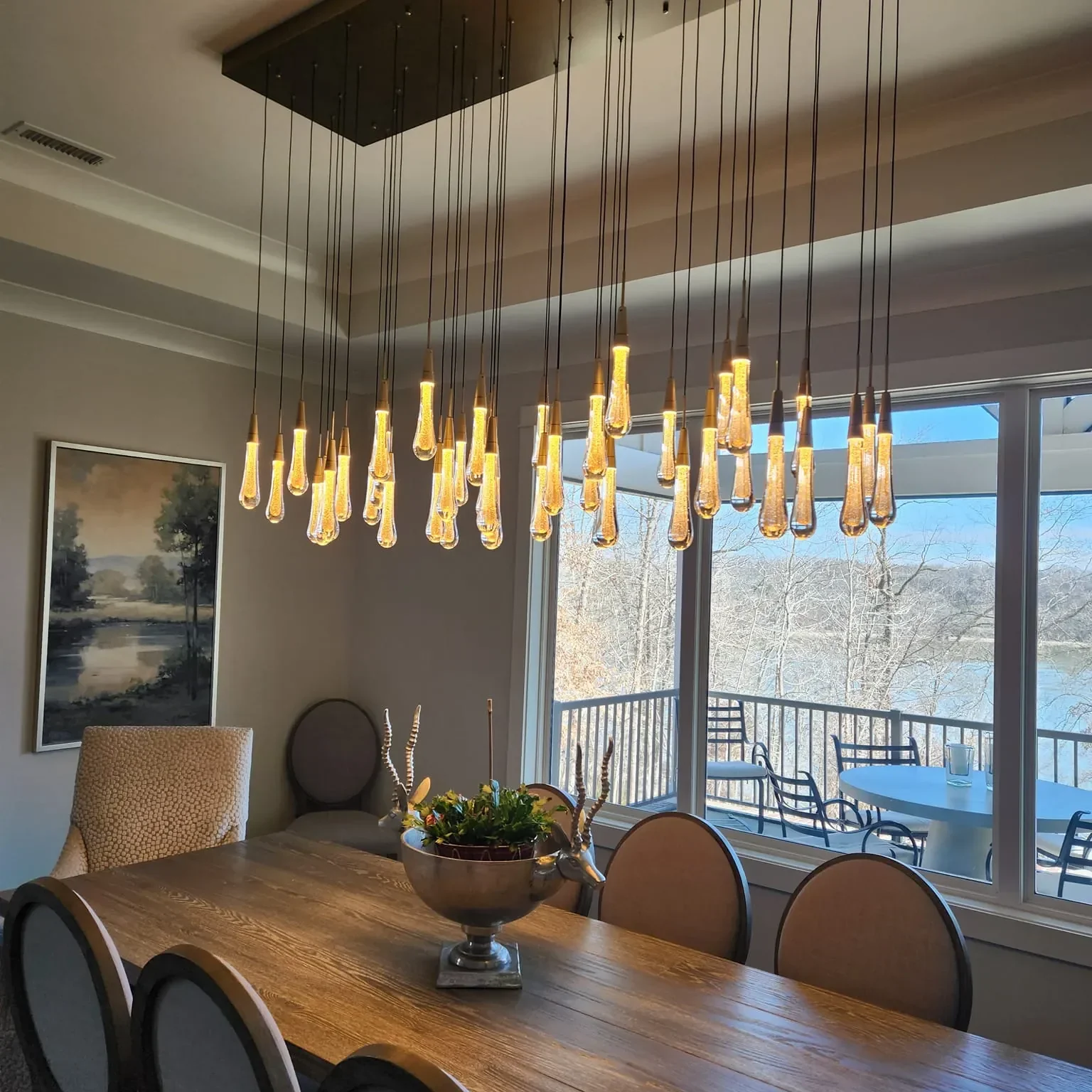 Soltaire Raindrop Glass Linear Chandelier - Image 38