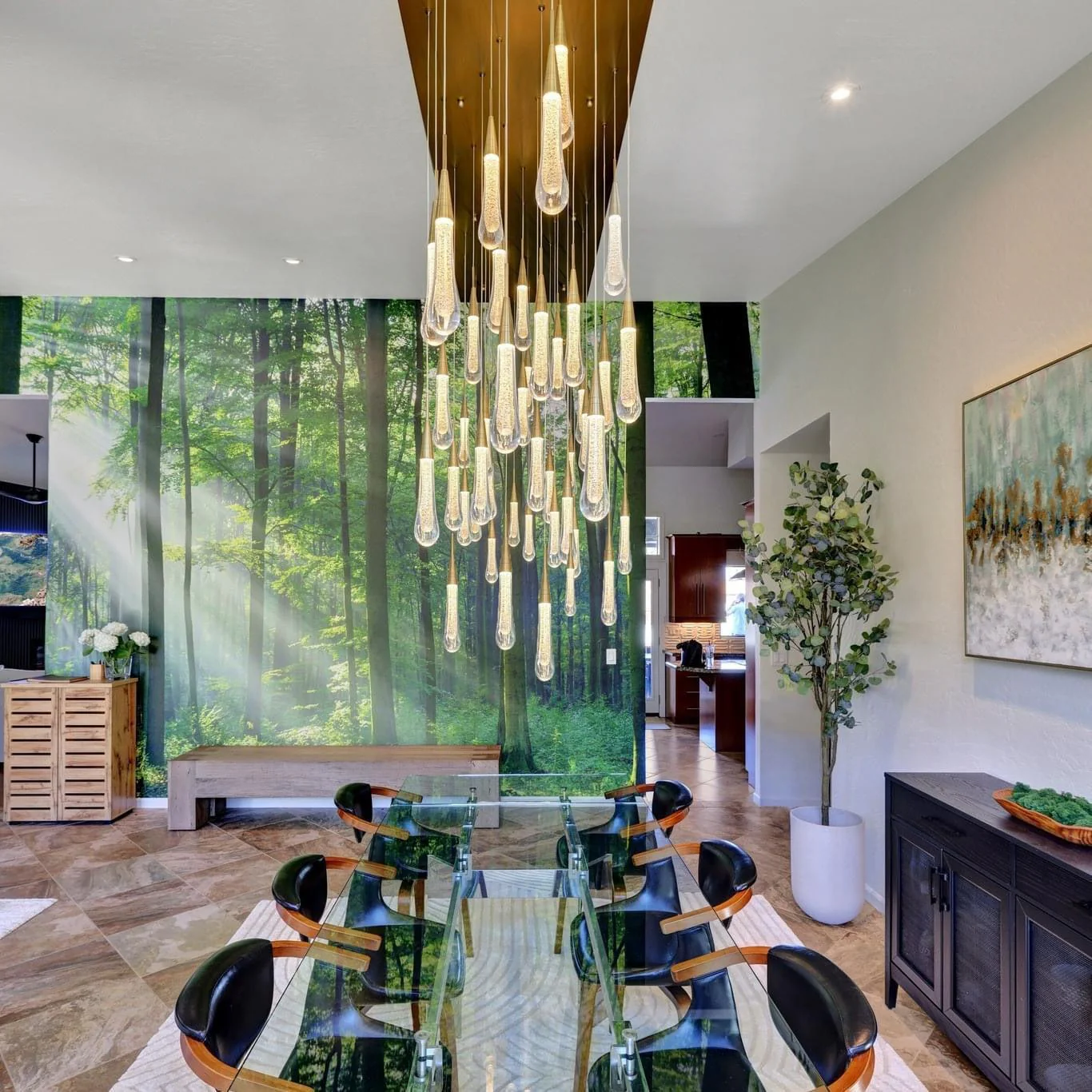 Soltaire Raindrop Glass Linear Chandelier - Image 43