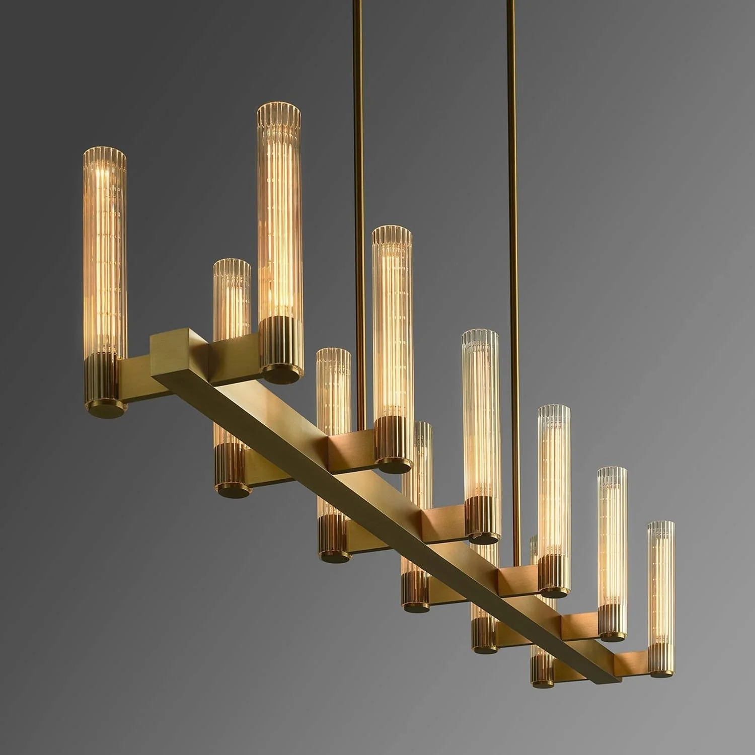 Vallon Etched Glass Linear Chandelier 60" - Image 3